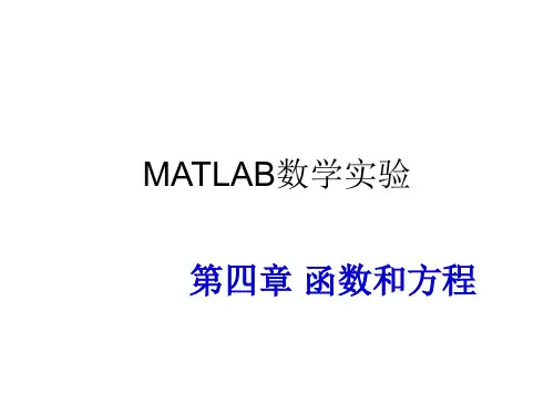 matlab(第四章 函数和方程)