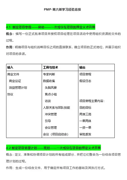 PMP第六版学习经验总结