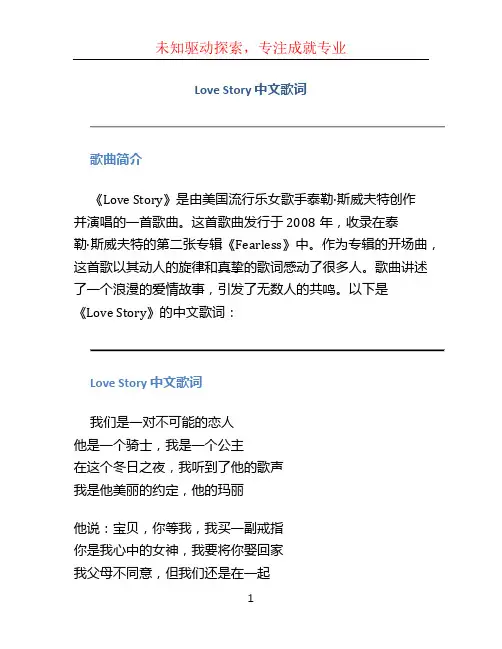 love story中文歌词