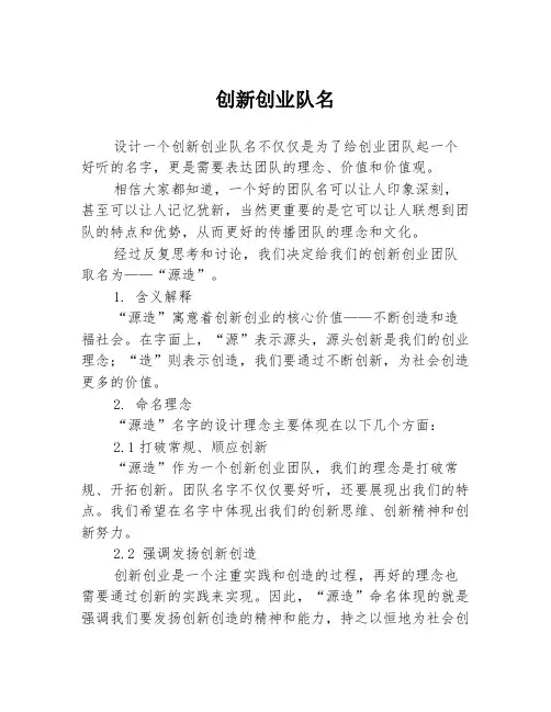 创新创业队名