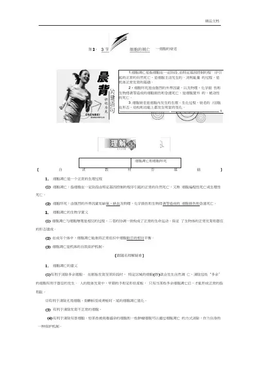 人教版高中生物必修1第6章第3节细胞的衰老和凋亡导学案(2)