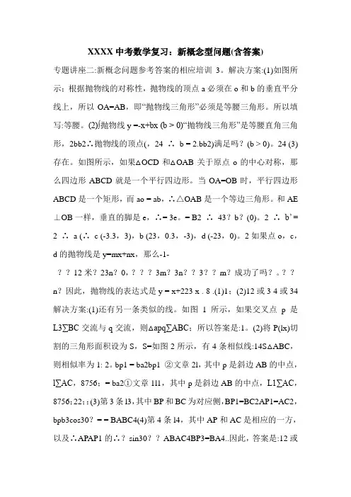 XXXX中考数学复习：新概念型问题(含答案)