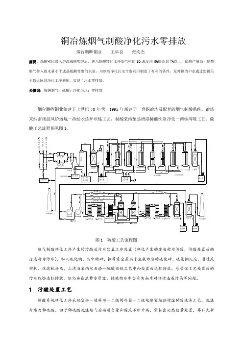铜冶炼烟气制酸净化污水零排放