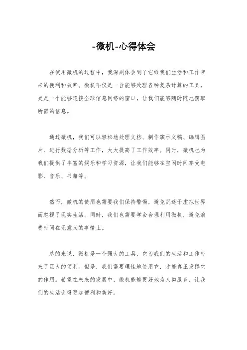 -微机-心得体会