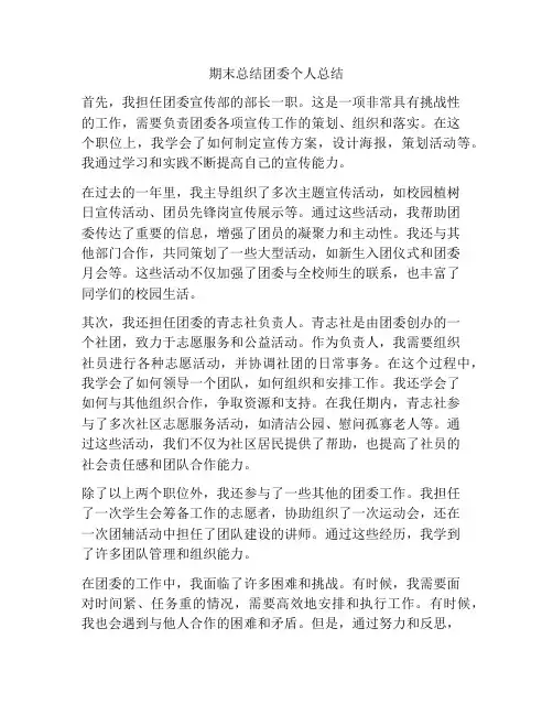 期末总结团委个人总结