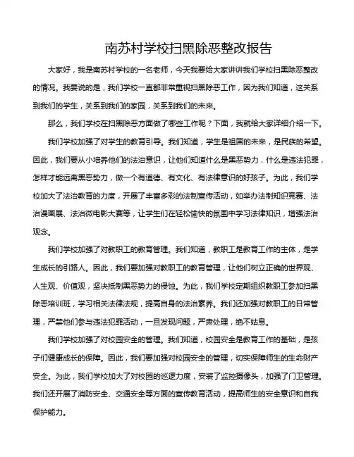 南苏村学校扫黑除恶整改报告