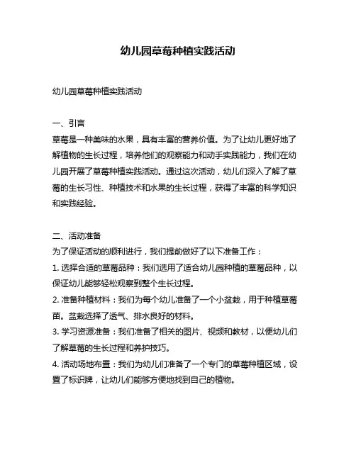 幼儿园草莓种植实践活动