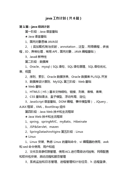 java工作计划（共6篇）