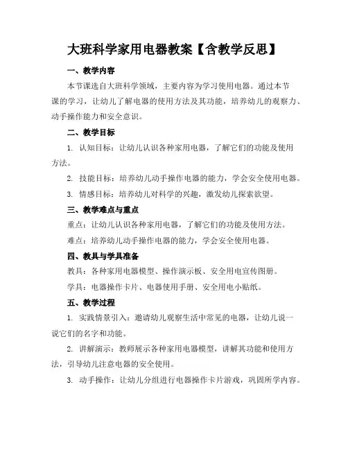 大班科学家用电器教案【含教学反思】