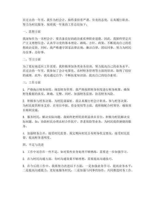 村会计简短个人工作总结