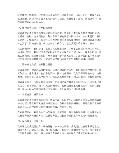 耕耘实践课堂心得体会