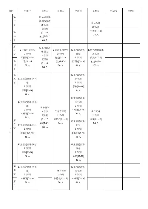 大三第一学期课程表