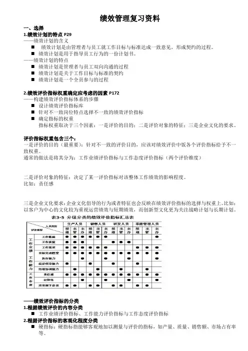 绩效管理复习资料