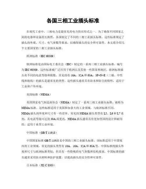 各国三相工业插头标准
