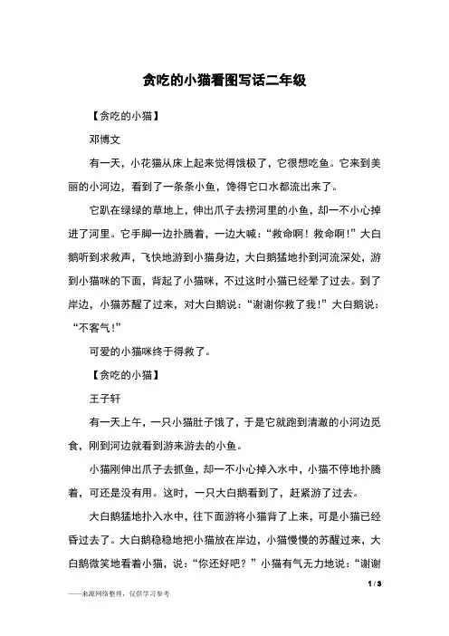 贪吃的小猫看图写话二年级_二年级作文