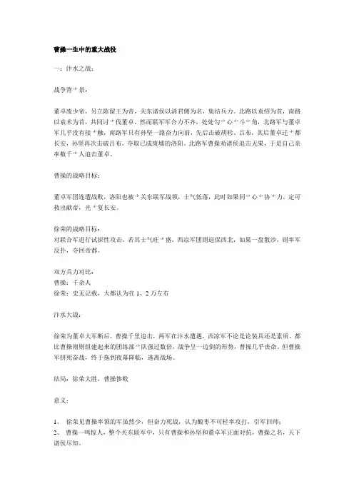 曹操一生中的重大战役
