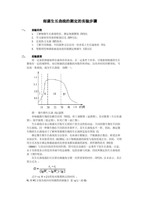 细菌生长曲线的测定的实验步骤