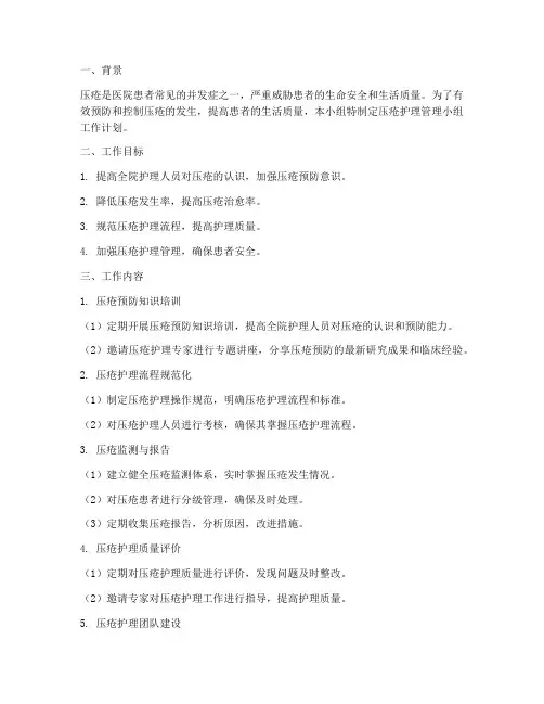 压疮护理管理小组工作计划