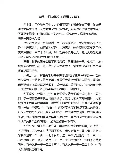 洞头一日游作文（通用20篇）