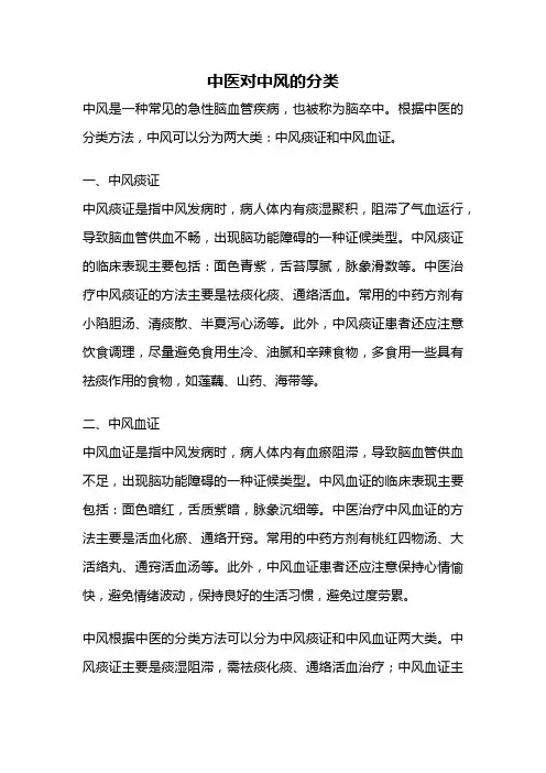 中医对中风的分类
