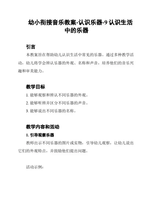 幼小衔接音乐教案-认识乐器-9认识生活中的乐器