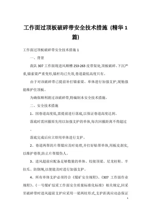 工作面过顶板破碎带安全技术措施 (精华1篇)