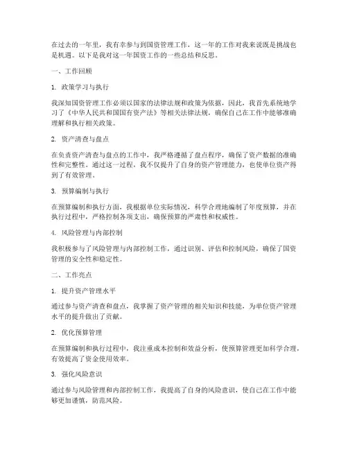 个人国资工作总结