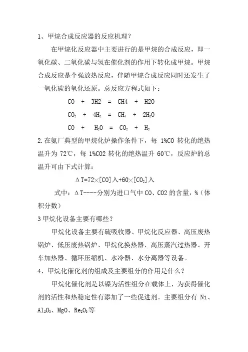 甲烷化操作实操