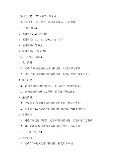 工程项目管理周报统计