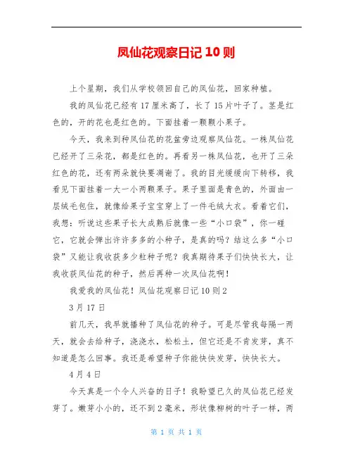 凤仙花观察日记10则