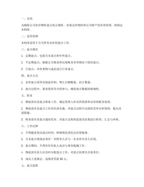 仓库盘点管理制度及流程
