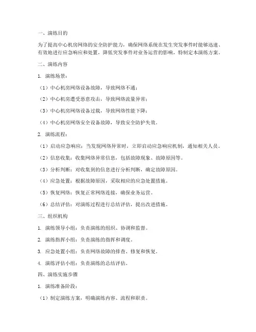 中心机房网络应急演练方案