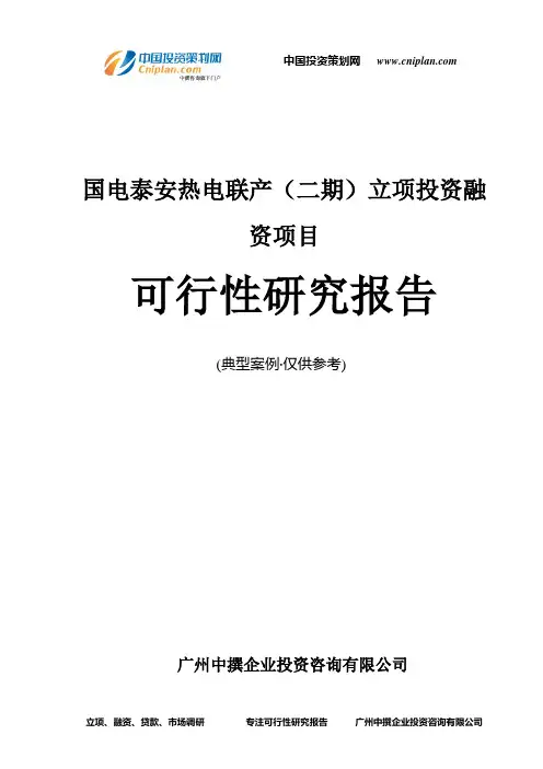 国电泰安热电联产(二期)融资投资立项项目可行性研究报告(中撰咨询)