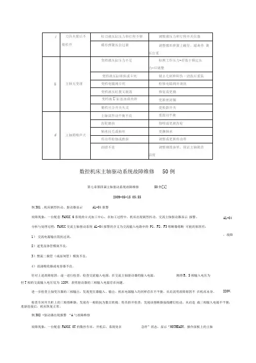 数控机床主轴驱动系统故障维修50例