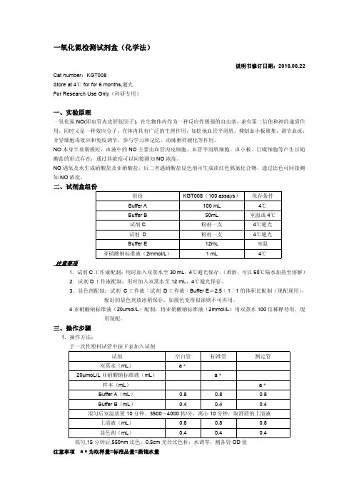 一氧化氮检测试剂盒(化学法)