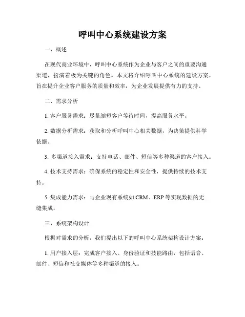 呼叫中心系统建设方案