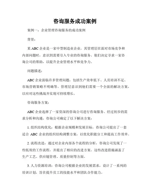 咨询服务成功案例
