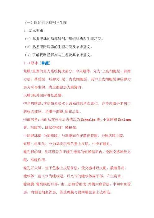 眼科学基础知识点
