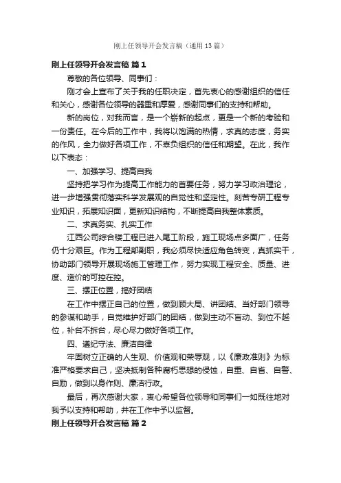 刚上任领导开会发言稿（通用13篇）