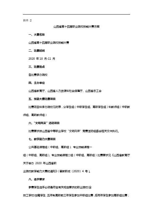 山西省第十四届职业院校技能大赛方案【模板】