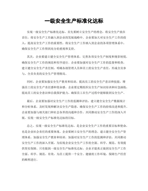 一级安全生产标准化达标