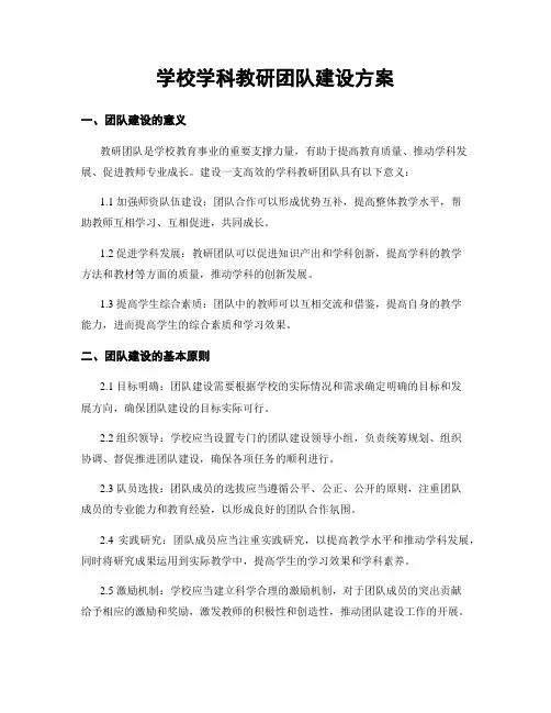 学校学科教研团队建设方案