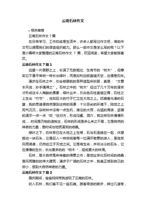 云南石林作文