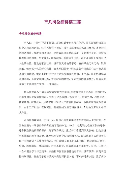 平凡岗位演讲稿三篇_2