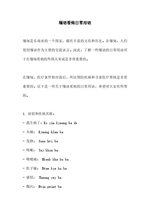 缅语看病日常用语