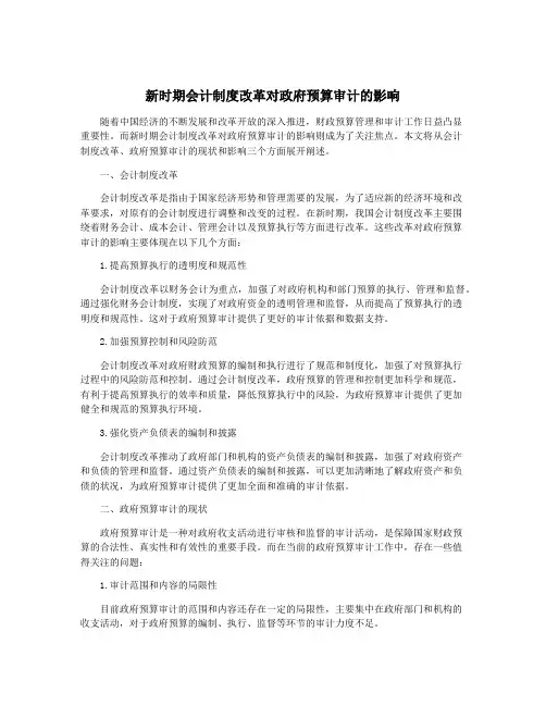 新时期会计制度改革对政府预算审计的影响