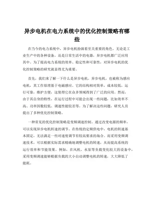 异步电机在电力系统中的优化控制策略有哪些