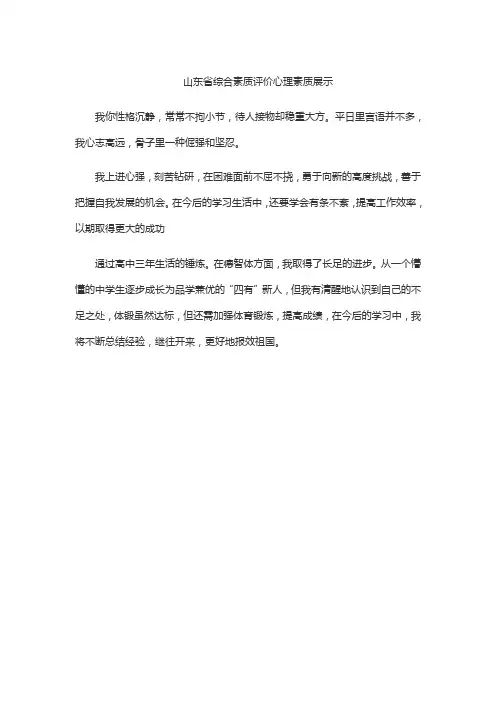 山东省综合素质评价心理素质展示