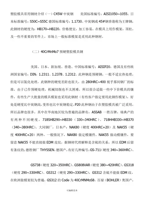 塑胶模具常用钢材介绍
