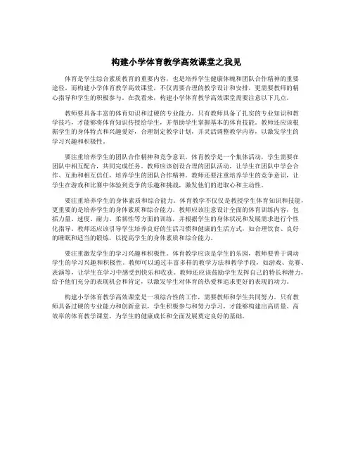 构建小学体育教学高效课堂之我见